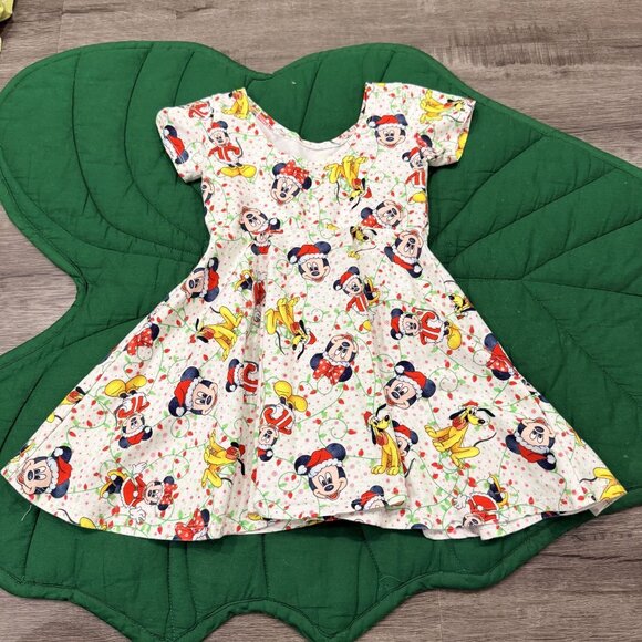 Raising Wilds 3T Disney Mickey Minnie Pluto Christmas Lights Twirl Dress - Picture 2 of 6